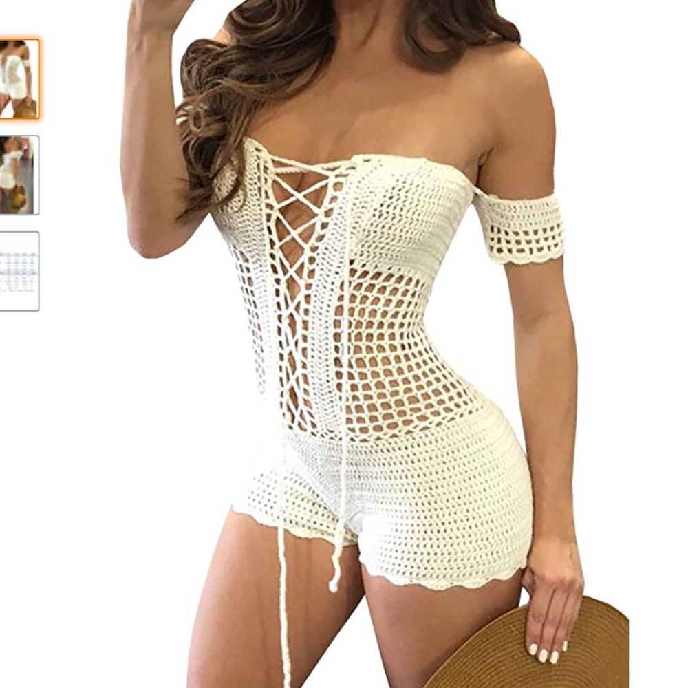 WHITE CROCHET SEXY BEACH COVER UP NWOT
